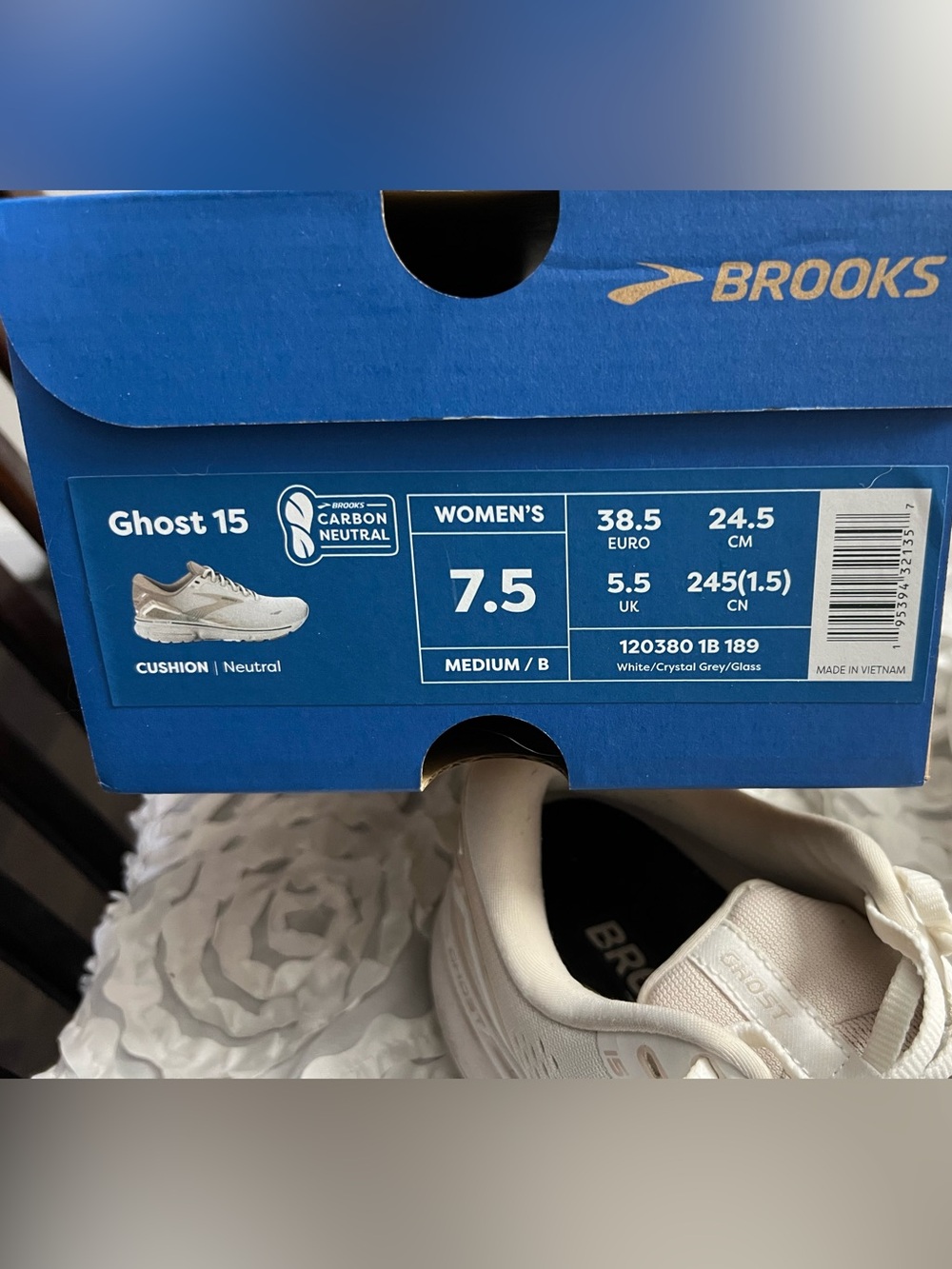 Brooks Women's Running Sneakers in Light Beige and White with box - Picture 3 of 3